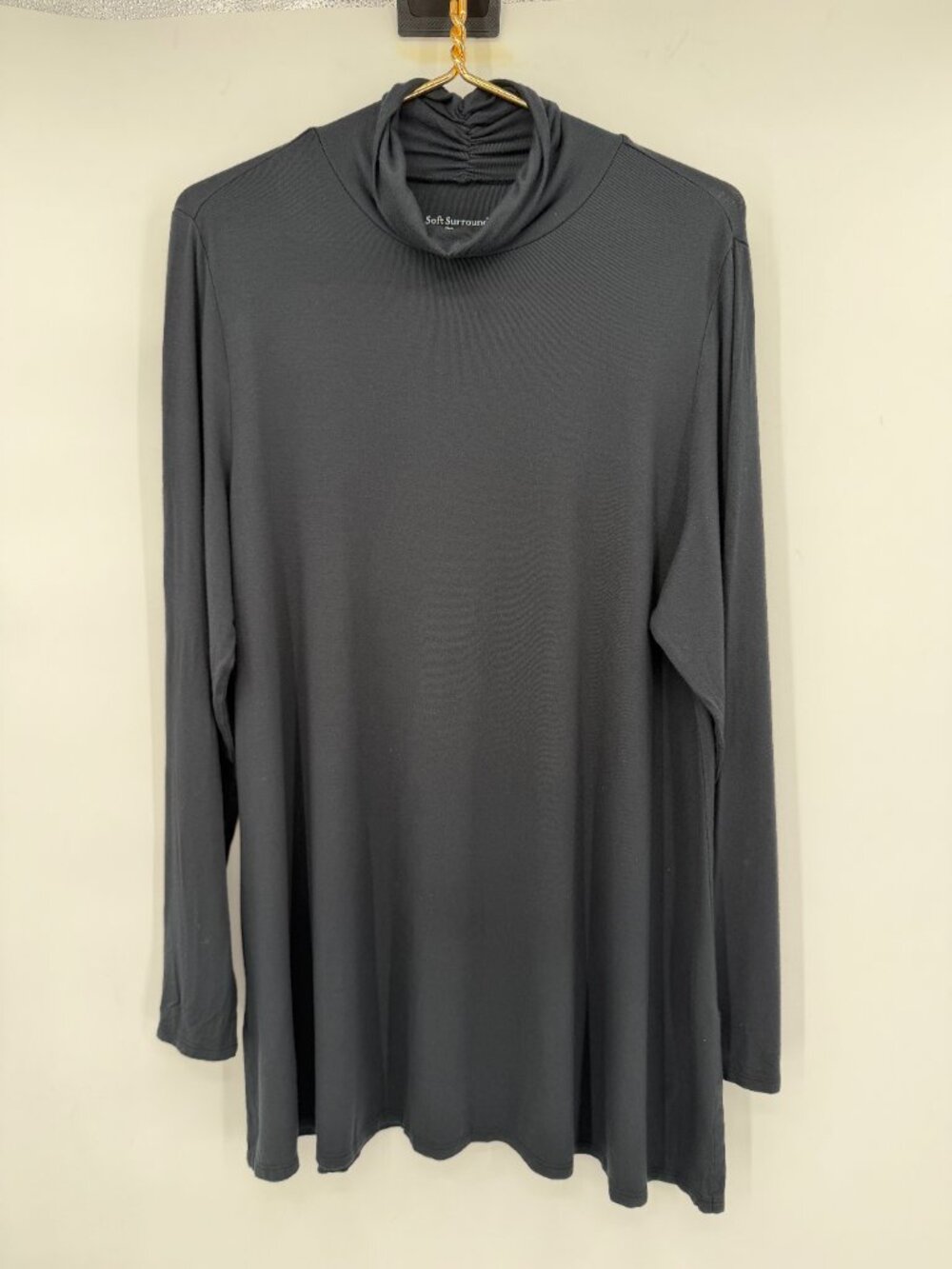 Soft Surroundings Plus Women’s 1X Black Cowl Neck Long Sleeve Tunic Top